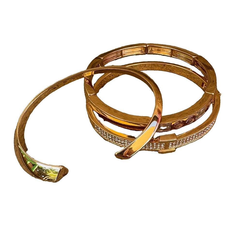 Lot Of 3 Gold Bangle Stella & Dot Bracelets Cuff And Stretch Grecian Summer